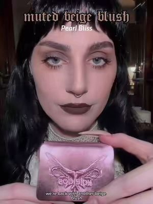 Not every blush is meant to brighten. 🖤🥀 #MonoBlush in Pearl Bliss  A muted blush designed to sculpt with softness, adding just enough warmth to enhance hollowed cheeks without overpowering your alt look. #beigeblush #softgoth #mutedblush #brownblush