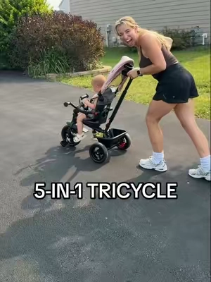 She’s obsessed, might as well put our regular stroller in storage now 😂 #strollertrike #tricyclestroller #5in1tricycle 