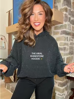 The viral rhinestone hoodie was just restocked and they added a few new colors! I’ve been waiting on this one for a while now, but now I get the hype completely. ❤️‍🔥😍 #hoodie #oversizedtop 