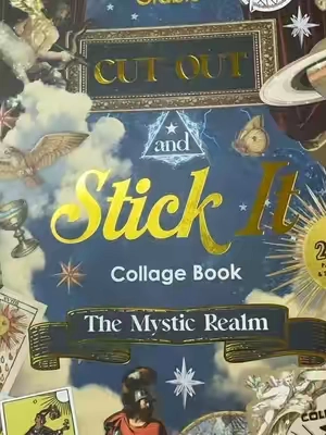the prettiest cut & stick collage book filled with paper, stickers, and cutouts ✨ #junkjournal #scrapbooking #tarot #astrology #craft 