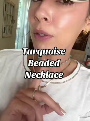 Turquoise not aquamarine but either way it’s such a beautiful everyday necklace! #necklace 