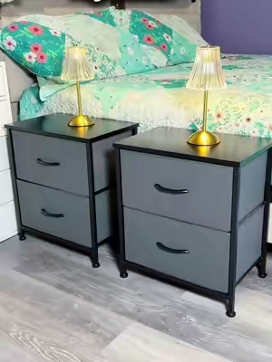 #nightstand #mesitasdenoche #furniture #bedroom #tiktokshopsummersale @Sweetcrispy Official mesitas de noche con 2 gavetas de tela, tapa de madera, estructura metálica ideales para dormitorio, sala, oficina 