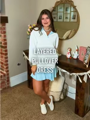So freaking cute I’m shook🩵🩵🤍 #layereddress #trendyfashion #dress #fallfashion #transitionoutfit 