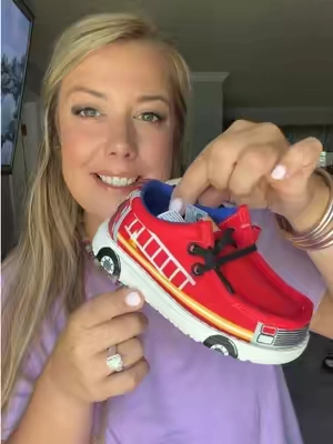 Toddler fire truck hey dudes 🥹 so cute @HeyDude #toddlershoes #firetruck #toddlerheydudes 