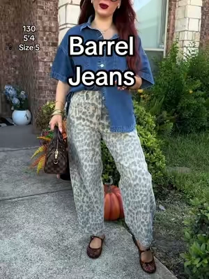 Leopard barrel pants are a must for fall 🤎 #leopardpants #barreljeansleopardjeans #tiktokshopcreatorpicks 
