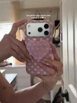 obbsessed with this duo 🧸🤍 #velvetcaviar #cutephonecases #polkadot #girly #pinkaesthetic 
