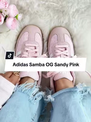 This Sandy Pink Samba OG keeps the classic low-profile look, but adds soft pink and gold details for a prettier everyday feel. Easy to style, true to size for most, but slightly narrow. 🎀💘💕🩷#adidas #samba #flykicks #tiktokshopsummersale #TTSneakerWeek 