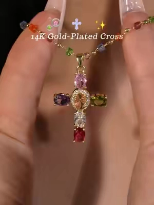 So gorgeous multicolor cross necklace ❤️🔥✝️#fyp #viral #foryou #tewiky #necklace 
