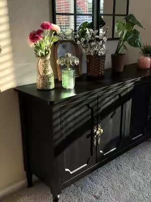 Vintage meets cottage core. The price, reviews and quality are amazing #sideboard #furniture #affordablefurniture #homedecor 