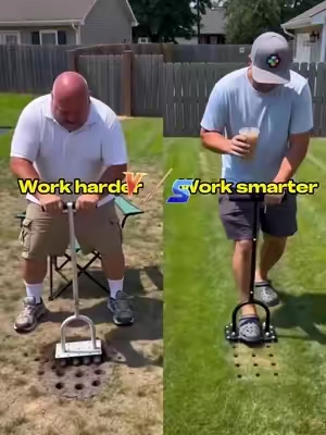 Upgraded my gear and now I lowkey wanna do my neighbor's yard just for fun 😂 Best investment I've made all year.#rifpod #lawncare #yardwork #aeration #HOA 
