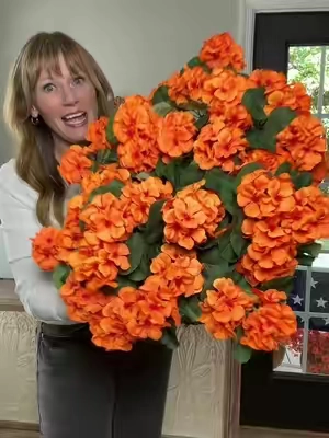Show me a prettier option for fall? These are so bright and vibrant. I love this color combo #Flowers#FallFlowers #ArtificialFlowers #OutdoorDecor #FallDecor