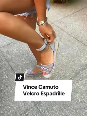 These Vince Camuto Miriah espadrilles have a Velcro ankle strap disguised as a buckle, so they’re as practical as they are cute #vincecamuto #espadrilleshoes #comfysandals #velcrostrap #everydaystyle 