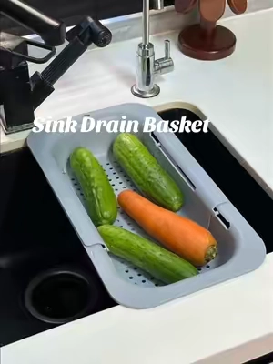 Fits any sink. Drains food & utensils. Kitchen essential. #kitchengadgets #kitchenorganization #KitchenHacks #tiktokmademebuyit #homeessentials 
