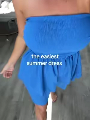 easy to wear summer strapless dress  #straplessdress #summerdress #fullerbustfashion #cutedress 
