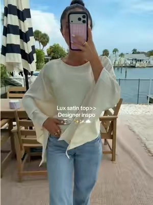Perfect vacay top! Elevated, chic and comfy @CiderEssentials @CiderCloset #satintop #petitefashion #blouse 