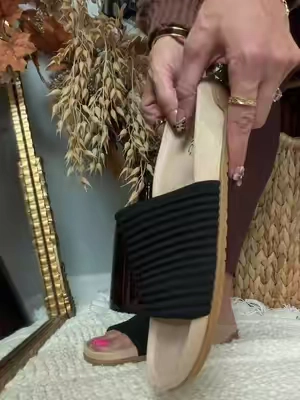 Vionic Compression Knit Slide Sandals - Evie @@QVC, Inc ##sandals##vionic##travelshoes##tiktokshopcreatorpicks