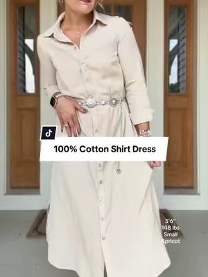 Lightweight, breathable, and so dang cute! This little 100% cotton dress is perfect for fall! @CHOUYATOU #shirtdress #cotton #cottondress #falldress #fallstyle 
