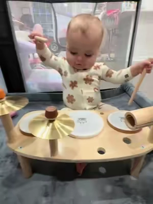 Dakota loves her drum set so much. I think the music sounds pretty good. What do you think? #babytoys #toddlertoys #musicaltoys #finemotorskills #backtoschoolshopping 