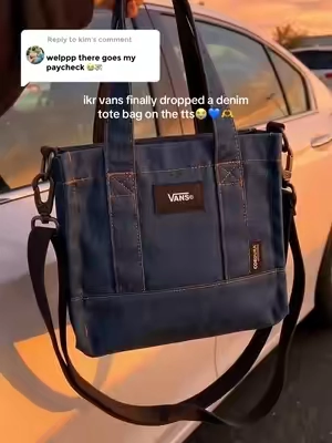 @vans women’s stonewash blue denim lil pergs new tote bags