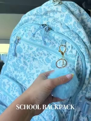 How cute is this blue floral backpack?! #schoolbag #schoolbackpack #backpack #bookbag #backtoschoolshopping 