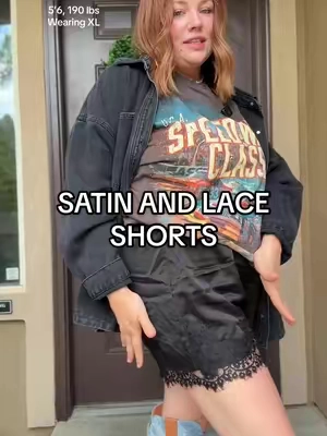 My fav way to dress up a tee!! #laceshorts #satinshorts #falloutfits 
