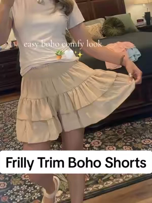Shorts that look like a skirt. So cute and so comfy! #shorts #frilltrim #easyoutfits #bohostyle #ootdinspo 