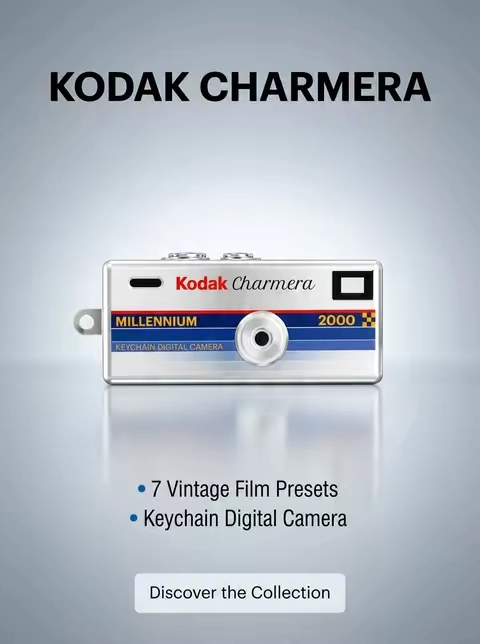 Introducing the KODAK CHARMERA Millennium Edition. A new paradigm in portable imaging, engineered for the moment. Precision optics and iconic film simulations, enclosed in a timeless form factor. Capture. Create. Collect. #Kodak  #Charmera  #MillenniumEdition  #DigitalCamera  #Design  #Tech  #Minimalism  #Photography