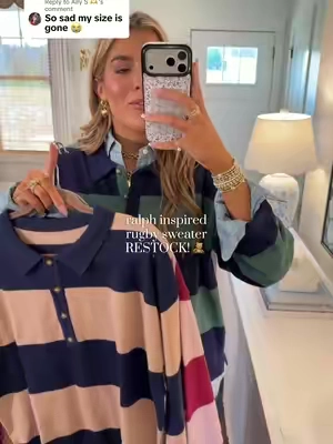 Replying to @Ally S 🫶 finally back!! SO boujee on a budget and the reviews are SO GOOD for a reason!😍 Wearing size L! Allll of the old money vibes! #oldmoney #fallfashion #rugbysweater #boujeeonabudget #affordablefashion