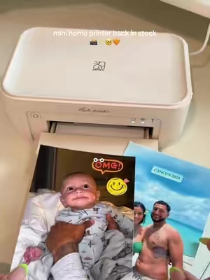 The viral mini photo printer is back in stock! RUN✨📸 #photoprinter #printerphoto #athomeprinter  