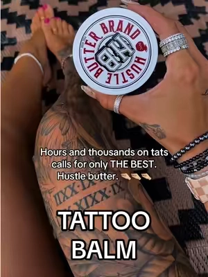 The only thing I’ll use on my tats, new or old. The hype is real  #tattooaftercare #tattoohealing #girlswithtattoos #tiktokshopsummersale #tattoobalm @hustlebutter 