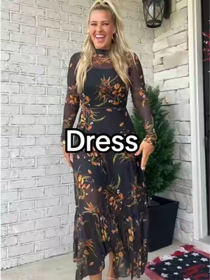 A pretty floral mesh dress for fall that’s extremely affordable! #floraldress #meshdress #elegantdress #womensdresses #falldress 