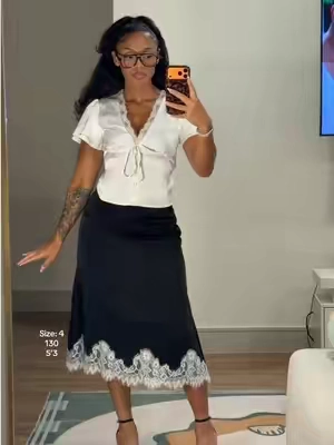 Love this lace trim satin top  #satintop #cider #ootdinspo 