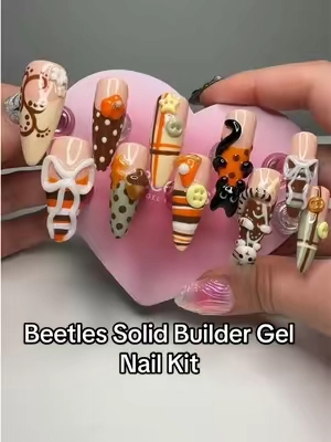 Super affordable and they have other options too! 🍂🧸🐈‍⬛✨ @BeetlesGelPolish #fallnails2026 #nailkit #nailartinspo #3dnailart #buildergelnails 