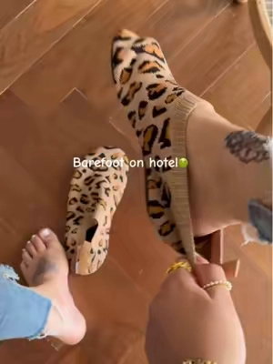 If you hate 🤮gross hotel floors,get these leopard barefoot shoes🐆🤎#houseshoes #travelshoes #portable #slippers #barefootshoes 