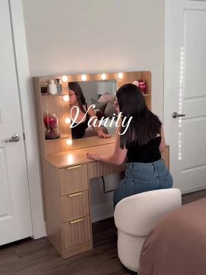 Vanity de 7 gavetas con repisas ✨☁️🤎#vanity #vanitymirror #makeup #furniture #cozyathome 