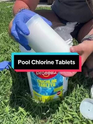 Pool chlorine tablets to keep your pool clean #chlorine #chlorinetablets #poolmaintenance #pools 