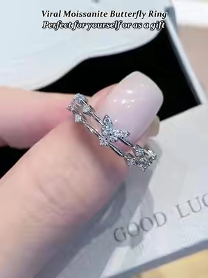 Viral Moissanite Butterfly Ring💍🦋Perfect for yourself or as a gift💎✨#moissanitejewelry #giftguide #fyp #GRA #moissanite #delzzad #ring #affordable #beautiful #diamondtester #moissanitering #tiktokshopsummersale #butterfly #butterflyring 