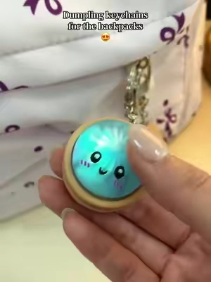 How cute are these dumpling light up keychain clickeys! So fun for backpacks #dumplings #keychain #backpackkeychain #figittoys 