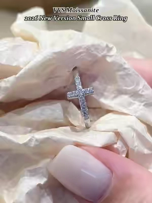 VVS Moissanite 2026 New Version Small Cross Ring💍💎✨#moissanitejewelry #giftguide #fyp #GRA #moissanite #delzzad #ring #affordable #beautiful #diamondtester #moissanitering #cross #christ #crossring #tiktokshopsummersale 