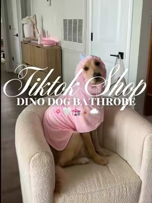Dino dog towel🌸🤍💒🧘🏼‍♀️☁️#fyp #dogtowel #dogbathrobe #doggrooming #dogbath 