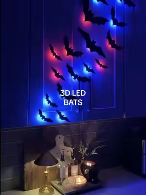 the perfect spooky touch 👻🦇 #halloweendecor #halloweenkitchen #halloweenbats #spookyseason #ledbats 