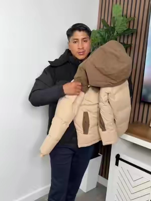 Winter hooded casual fleece-lined men's coat,removable hood,warm color-blocked cotton jacketcouples' style winter cotton coat, outerwear top. SpringStatements #jacket #menswear #winter #blackfriday #cibermonday 