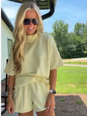 This is such a good look for less! Love the short sleeve mock neck top and shorts sets! This one is the best quality and price! #tiktokshopcreatorpicks #tiktokshopsummersale #matchingset #casualset #mockneck 