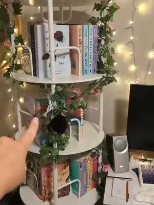 Rotating bookshelves are perfect for small spaces and they are gorgeous #rotatingbookshelf #booklovers #aestheticroom 