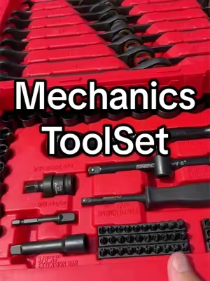 A complete mechanics tool set with just about everything you need for garage projects, vehicle maintenance, and repairs. Organized, durable, and ready to go. #MechanicsToolSet #SocketSet #ToolTok #DIYTools #GarageTools