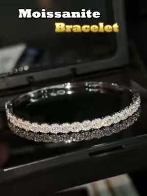VVS Moissanite Lace Charm Bracelet. Summer Jewelry On Sale!#delzzad #2026trend #summerlooks #bidandwin #tiktokshopsummersale #moissanitejewelry #lacedesign #bracelet #bangle