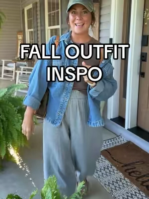 Replying to @FELICIA ERICKSON 🍂🍁🤎🐻 #falloutfitinspo #denimjacket #widelegpants #oldnavy #camo @BIRKENSTOCK @Old Navy 