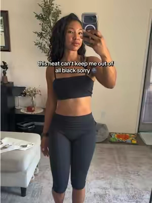 Black activewear is so me 😙 also did you guys peep my shoes, I’ve been wanting so bad hehe #activewear #leggings #capris #timeoff #tiktokshopsummersale 
