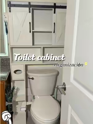 Una forma de organizar baños pequeños 💡aprovecha el espacio al máximo 👆toilet cabinet 32x67x7.72 inch corre por el tuyo el blanco se agota muy rápido 🔥#toilet #bathroom #organizedhome #clean #cabinets 