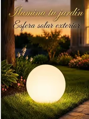 Ilumina jardines, senderos y patios con esta esfera solar LED para exteriores. Su diseño resistente al agua, cambio de colores RGB y control remoto la convierten en una opción decorativa para crear diferentes ambientes al aire libre. #SolarGardenLight #OutdoorLighting #LandscapeLighting #tiktokshopsummersale #tiktokshopcreatorpicks 